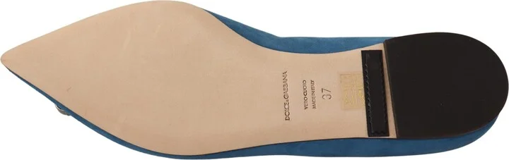 Blue Suede Crystals Loafers Flats Women's Shoes - Image 4
