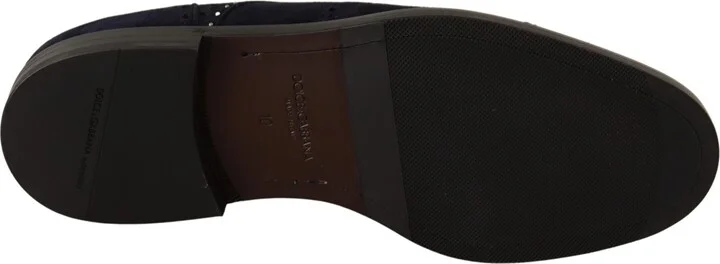 Blue Suede Leather Derby Studded Men's Shoes - Image 3