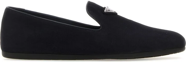 Blue suede loafers