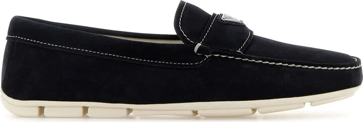 Blue suede loafers