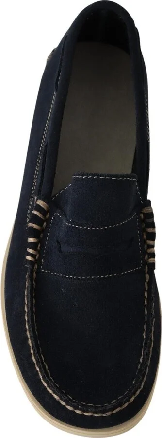 Blue Suede Low Top Mocassin Loafers Casual Men Men's Shoes - Image 4