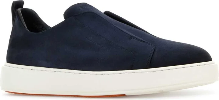 Blue Suede Slip Ons Santoni - Image 2