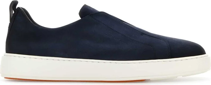 Blue Suede Slip Ons Santoni