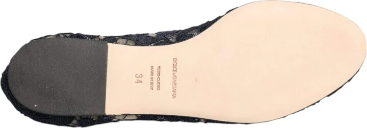 Blue Taormina Lace Crystals Flats Women's Shoes - Image 6