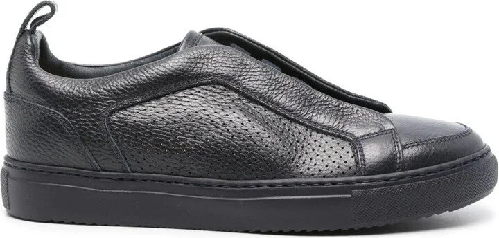 Blue Trainers With Textured Leather