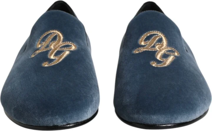 Blue Velvet DG Logo Loafers Formal Men's Shoes - Image 2