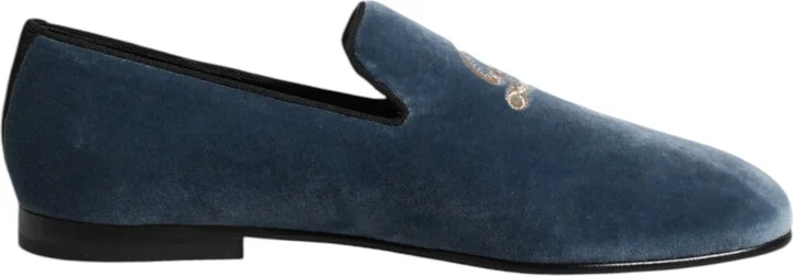 Blue Velvet DG Logo Loafers Formal Men's Shoes