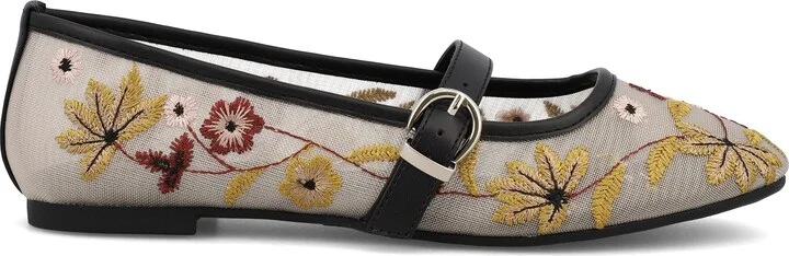 Bluet Embroidered Mesh Mary Jane Flat - Image 3
