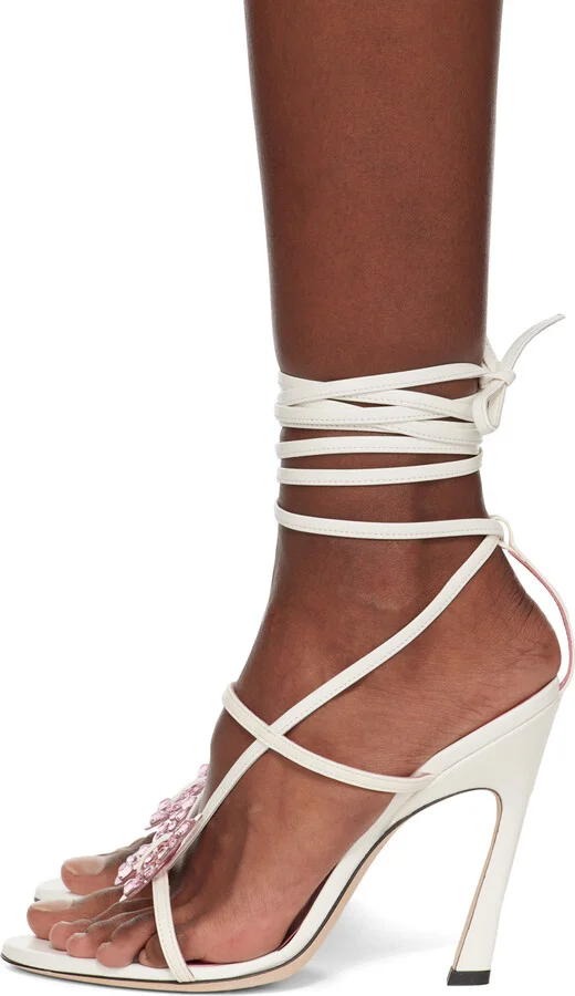 Blumarine SSENSE Exclusive White Butterfly '105 Heeled Sandals - Image 3