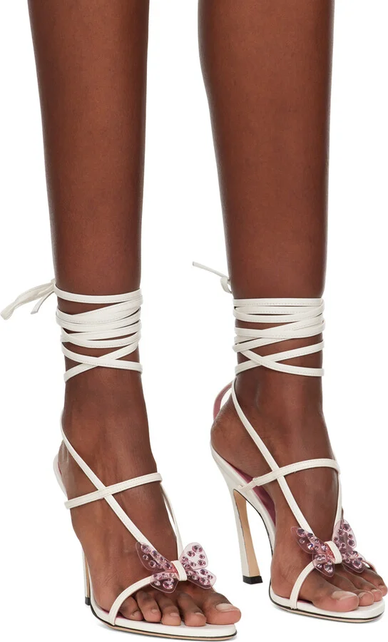 Blumarine SSENSE Exclusive White Butterfly '105 Heeled Sandals - Image 4
