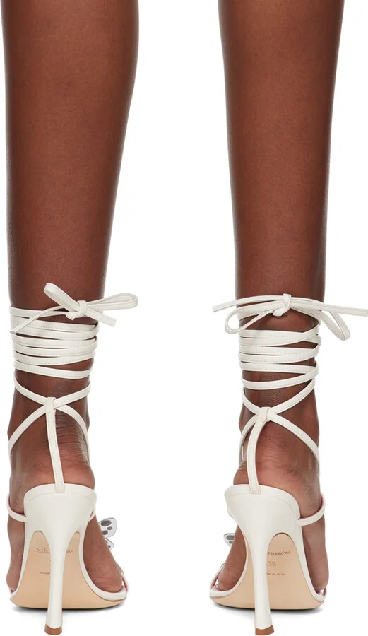 Blumarine White Butterfly '105 Heeled Sandals - Image 2
