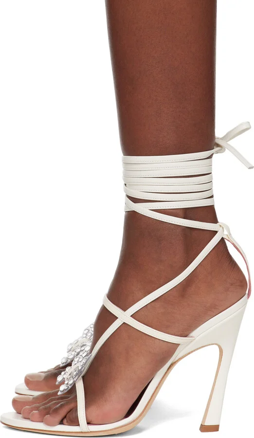 Blumarine White Butterfly '105 Heeled Sandals - Image 3