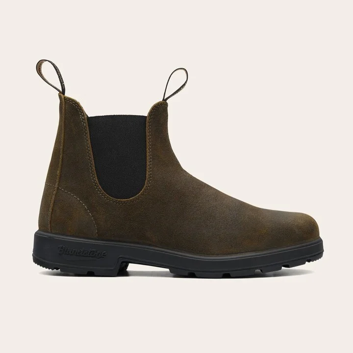 Blundstone 1615 Dark Olive Waxed Suede Shoes