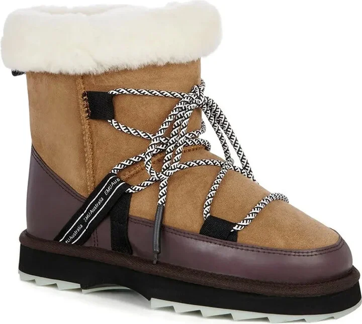 Blurred lace-up shearling boots - Image 2
