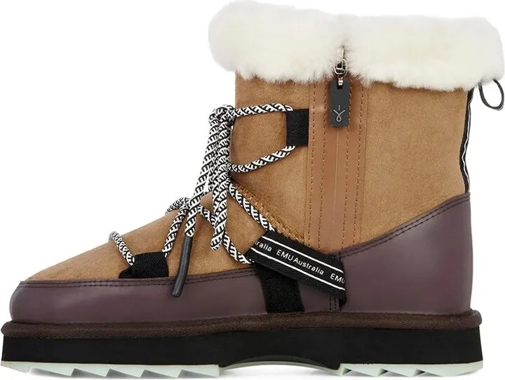 Blurred lace-up shearling boots