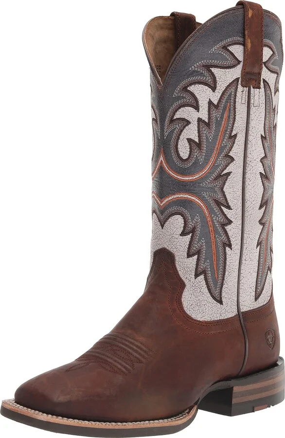 BMVY9 Mens Brushrider Western Boot Penny Brown/Coastal Cream 7.5 Wide