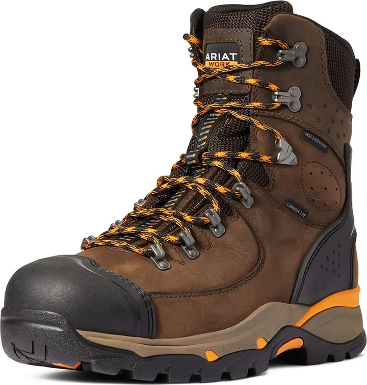 BMVY9 Mens Endeavor 8" Waterproof Carbon Toe Work Boot Chocolate Brown 8 Wide