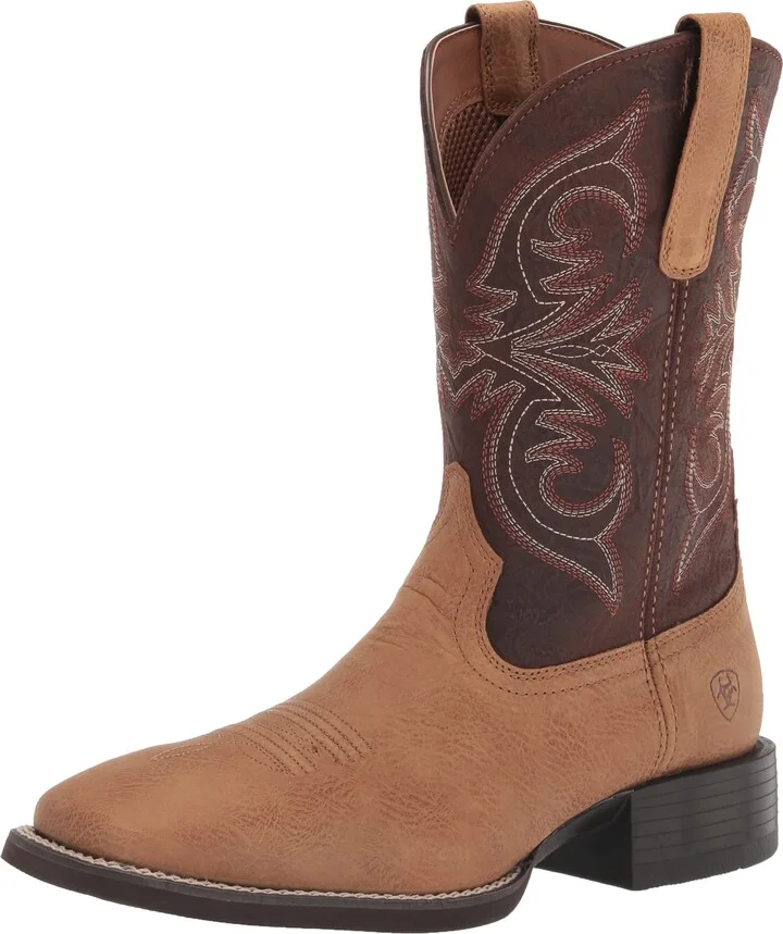 BMVY9 Mens Sport Pardner Western Boot Matte Tan Buck/Crunch Chocolate 7