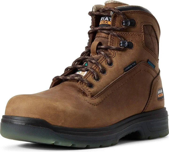 BMVY9 Mens Turbo 6" CSA Waterproof Carbon Toe Work Boot Aged Bark 10.5