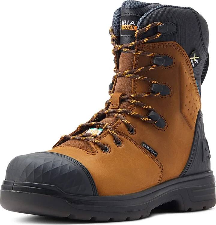 BMVY9 Mens Turbo Outlaw 8" CSA MetGuard Waterproof Carbon Toe Work Boot Barley Brown 14