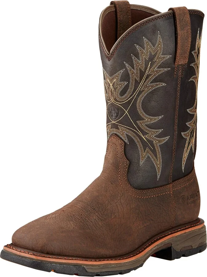 BMVY9 Mens WorkHog Wide Square Toe Waterproof Work Boot Bruin Brown/Coffee 10.5 Narrow