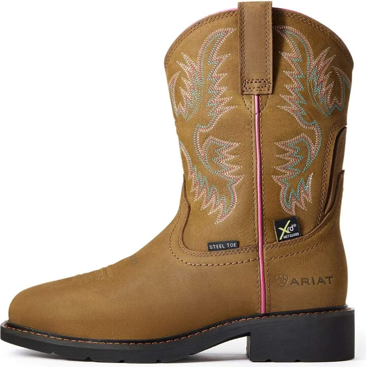 BMVY9 Womens Krista MetGuard Steel Toe Work Boot Dark Brown 7.5