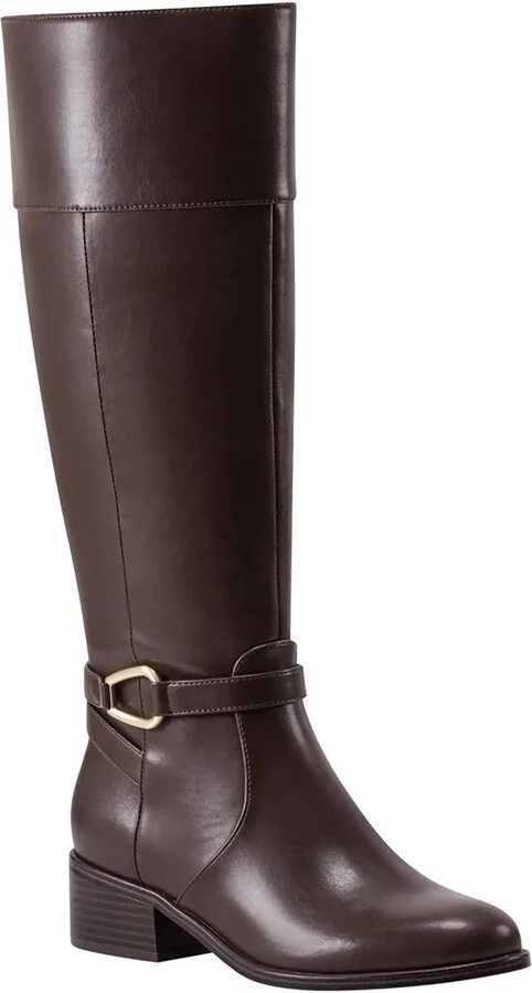 BNDENIE3 Womens Buckle Manmade Knee-High Boots
