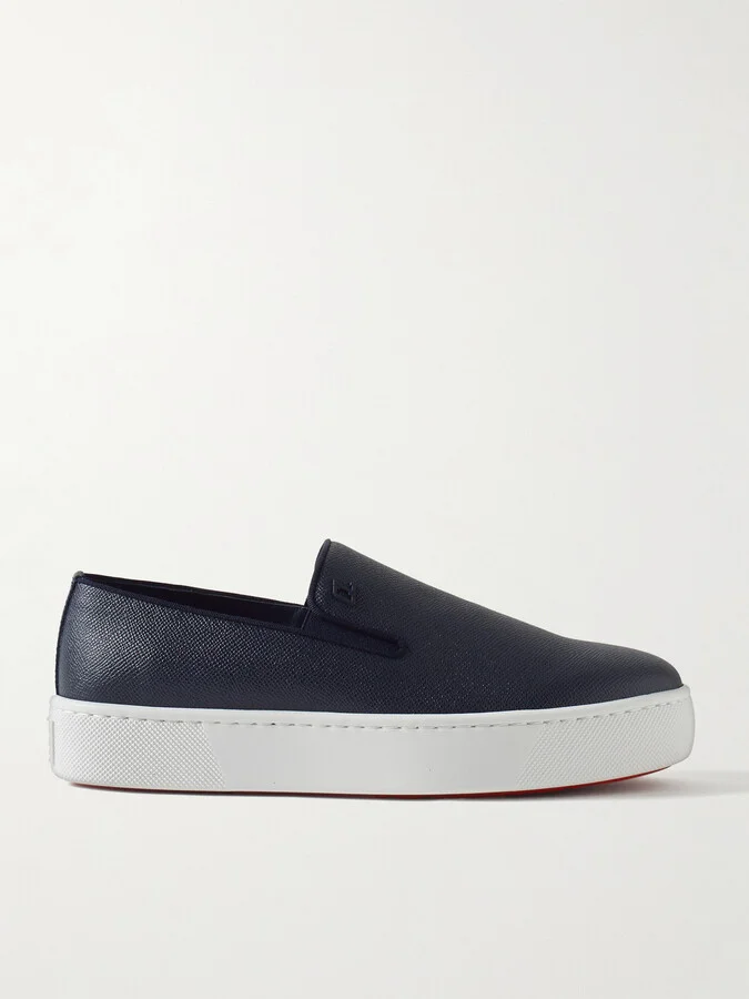 Boatissimo Cross-Grain Leather Slip-On Sneakers