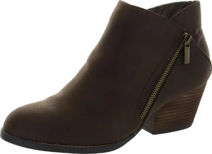 Bobbi Womens Double Zipper Almond Toe Booties
