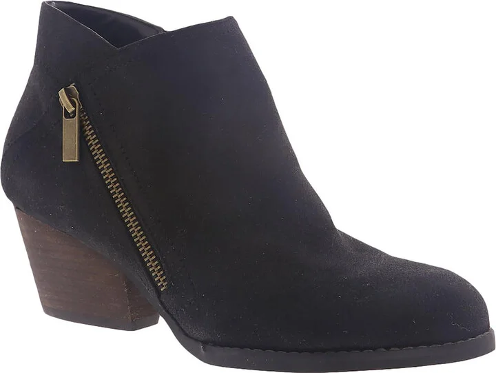 Bobbi Womens Suede Block Heel Booties