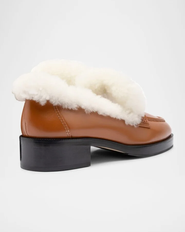 Bobbie Leather & Shearling Penny Loafers - Image 2