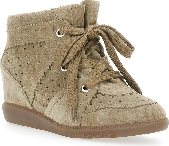 'bobby' Beige Sneakers With Perforated Details And Fornt Lace-up Closure In Leather Woman - Image 2