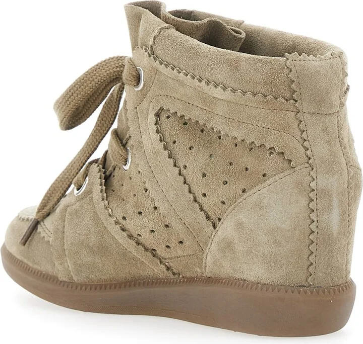 'bobby' Beige Sneakers With Perforated Details And Fornt Lace-up Closure In Leather Woman - Image 3