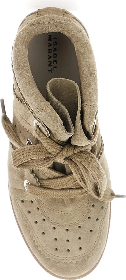 'bobby' Beige Sneakers With Perforated Details And Fornt Lace-up Closure In Leather Woman - Image 4