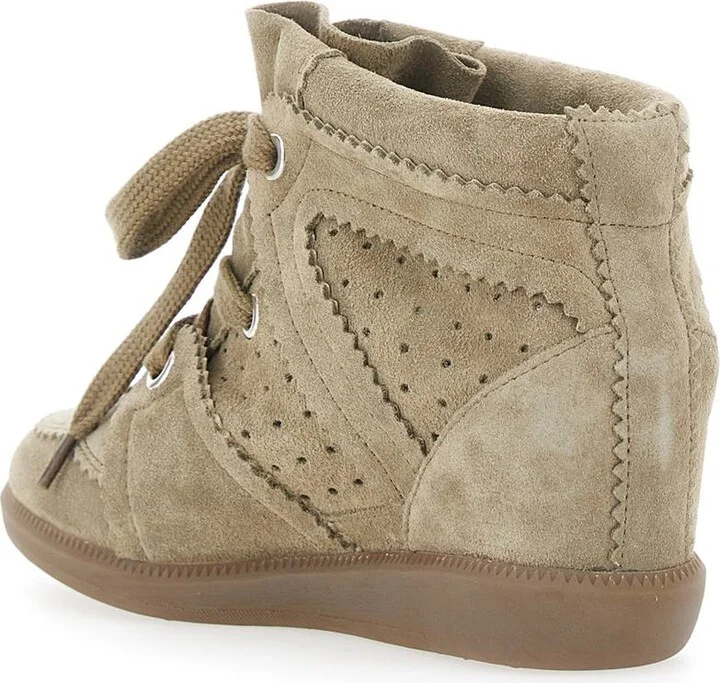 'Bobby' Beige Sneakers With Perforated Details And Fornt Lace-Up Closure In Leather Woman - Image 3