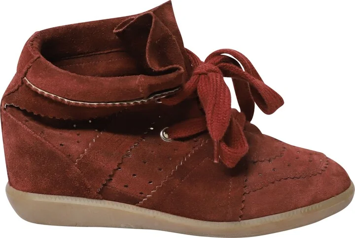 Bobby High Top Sneakers in Red Suede