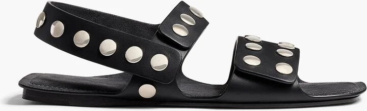 Boden Sandal in Black Leather with Silver Studs