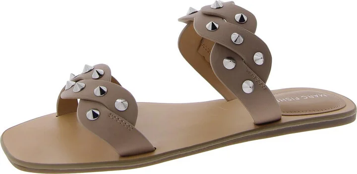Bodil Womens Faux Leather Metallic Slide Sandals