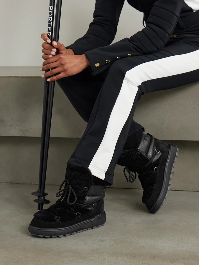 BOGNER - Chamonix Shearling, Leather And Suede Snow Boots - Black - Image 2
