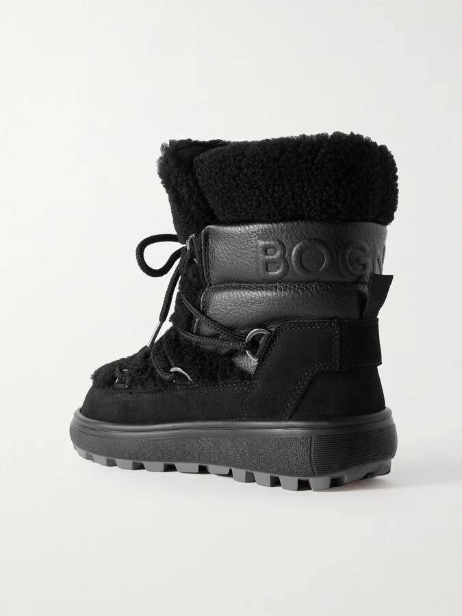 BOGNER - Chamonix Shearling, Leather And Suede Snow Boots - Black - Image 3