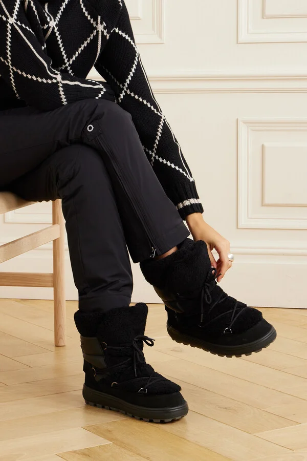 BOGNER - Chamonix Shearling, Textured-leather And Suede Snow Boots - Black - Image 2