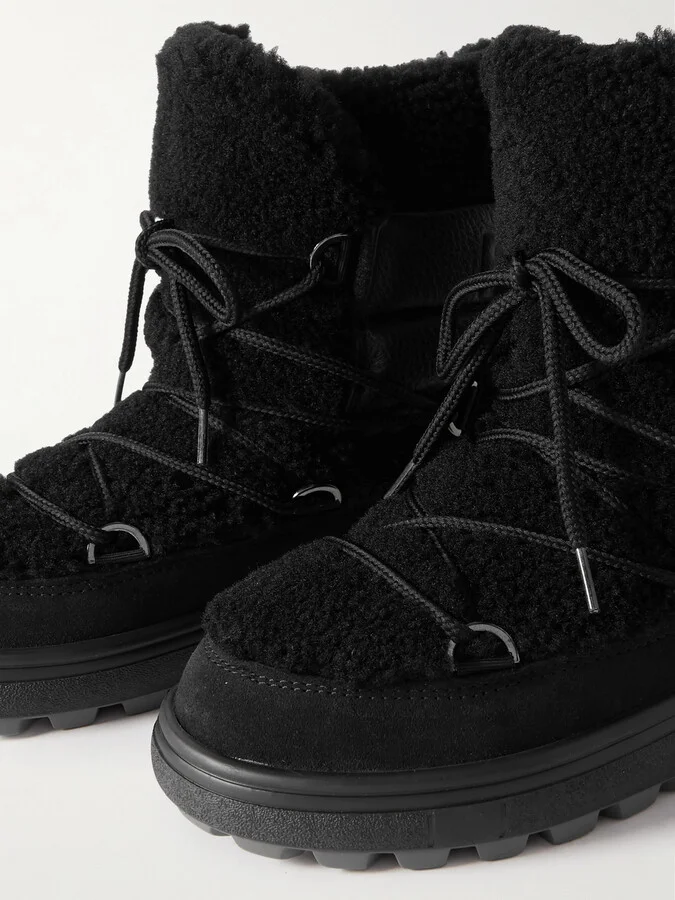 BOGNER - Chamonix Shearling, Textured-leather And Suede Snow Boots - Black - Image 4