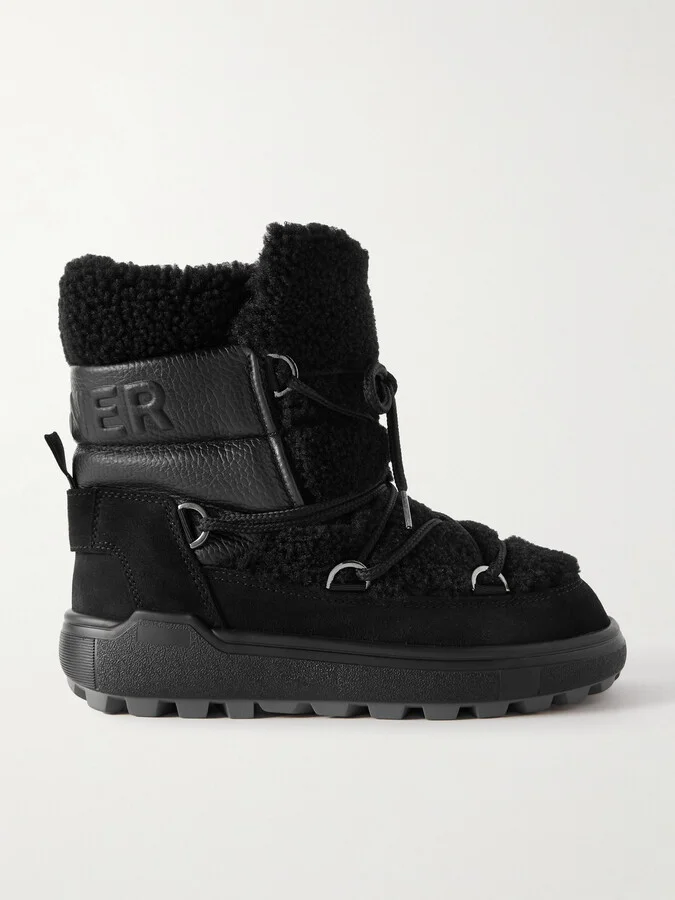 BOGNER - Chamonix Shearling, Textured-leather And Suede Snow Boots - Black