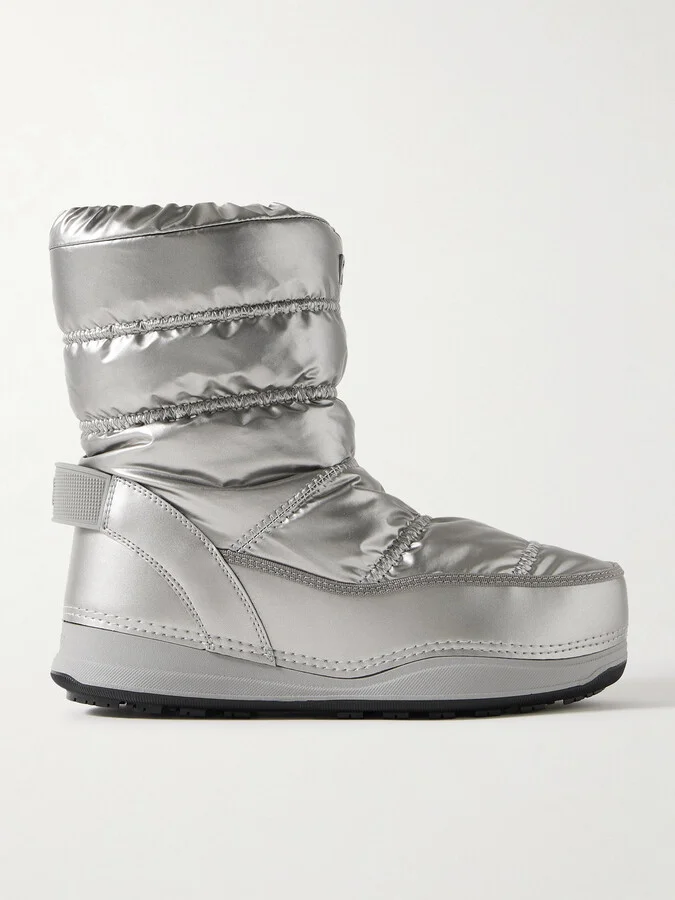 BOGNER - La Plagne 19 Leather-trimmed Quilted Metallic Shell Snow Boots - Silver