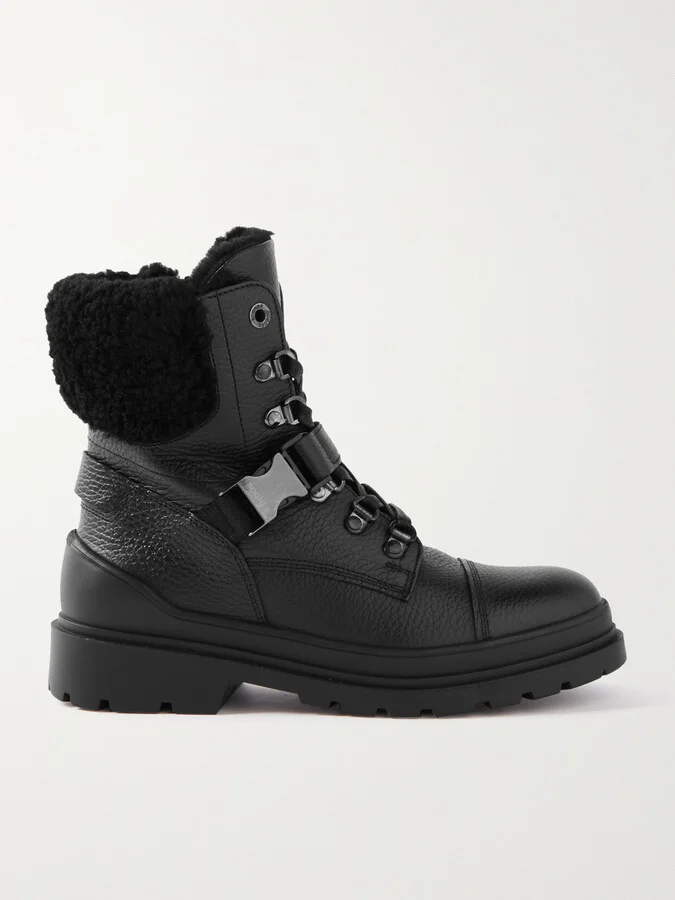 BOGNER - St. Moritz Buckled Shearling-lined Textured-leather Ankle Boots - Black