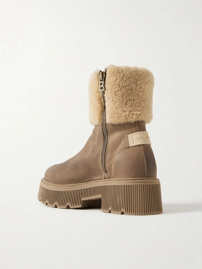 BOGNER - Turin Shearling-trimmed Suede Boots - Brown - Image 3