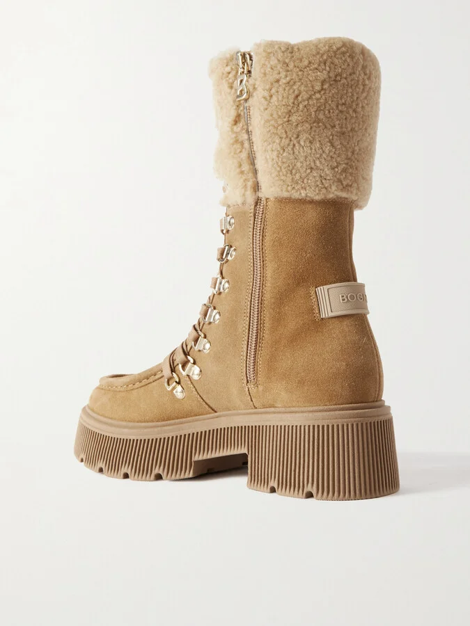 BOGNER - Turin Shearling-trimmed Suede Boots - Brown - Image 3