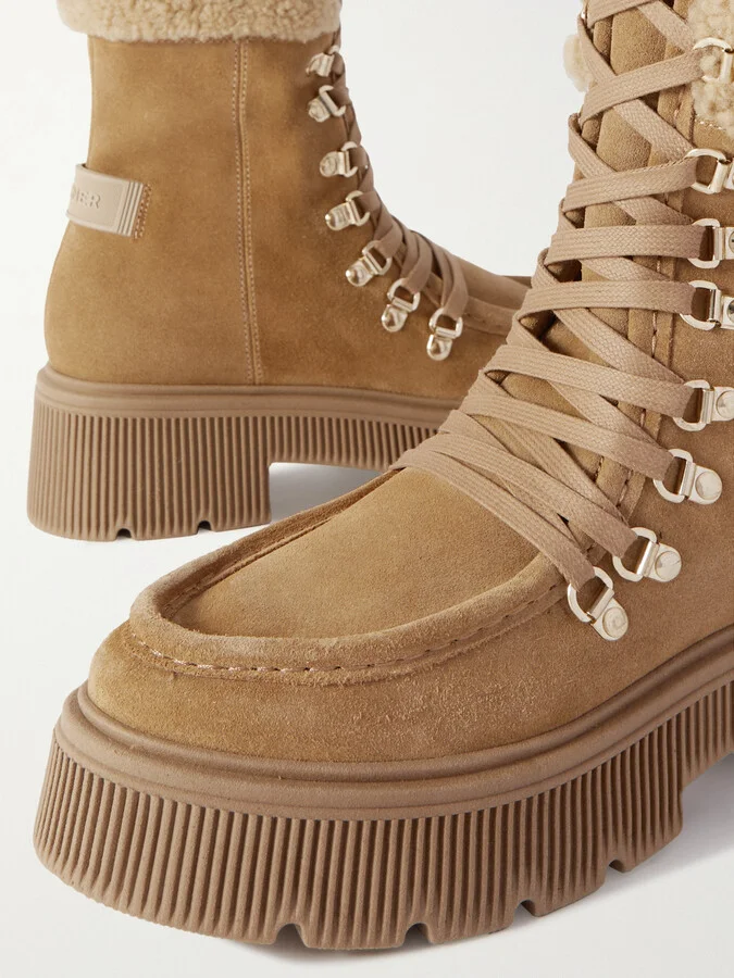 BOGNER - Turin Shearling-trimmed Suede Boots - Brown - Image 4