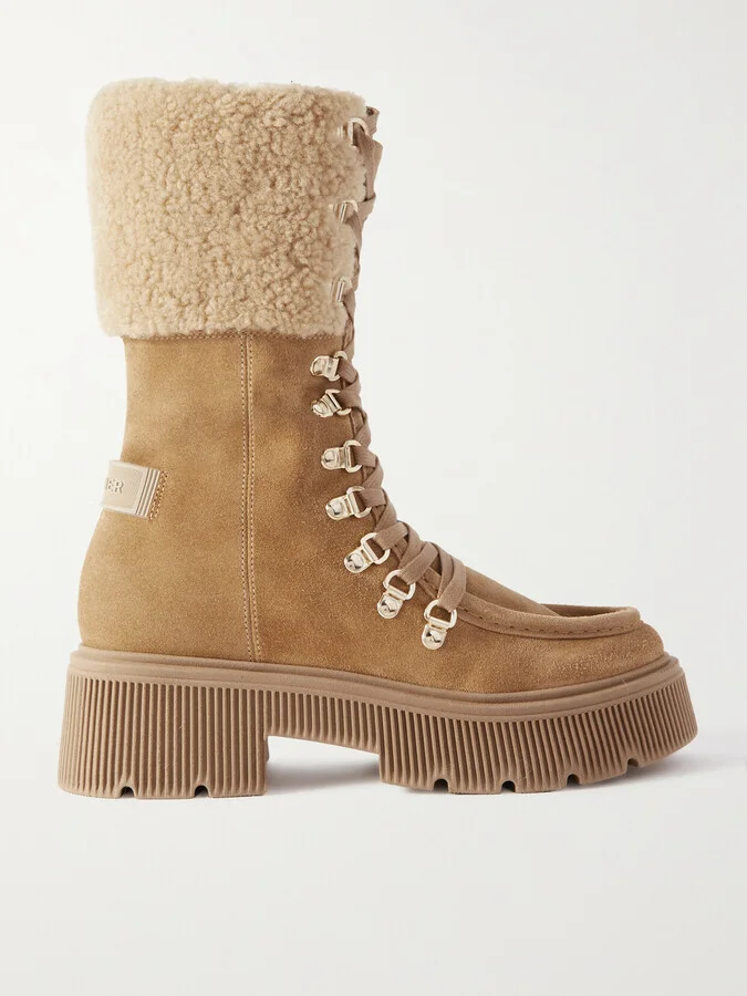 BOGNER - Turin Shearling-trimmed Suede Boots - Brown