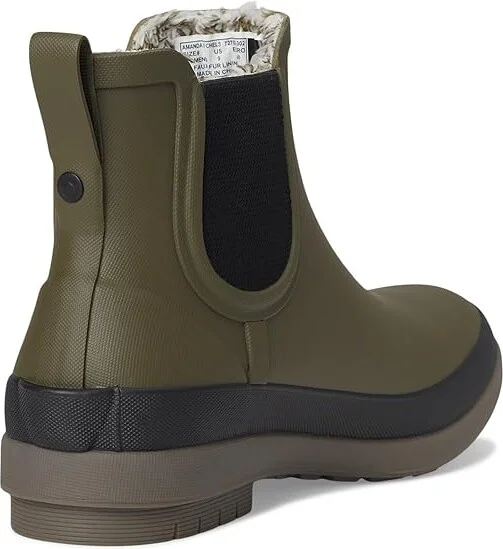Bogs Amanda Plush II Chelsea Women's Shoes Olive : 11 B - Medium, Synthetic - Image 4